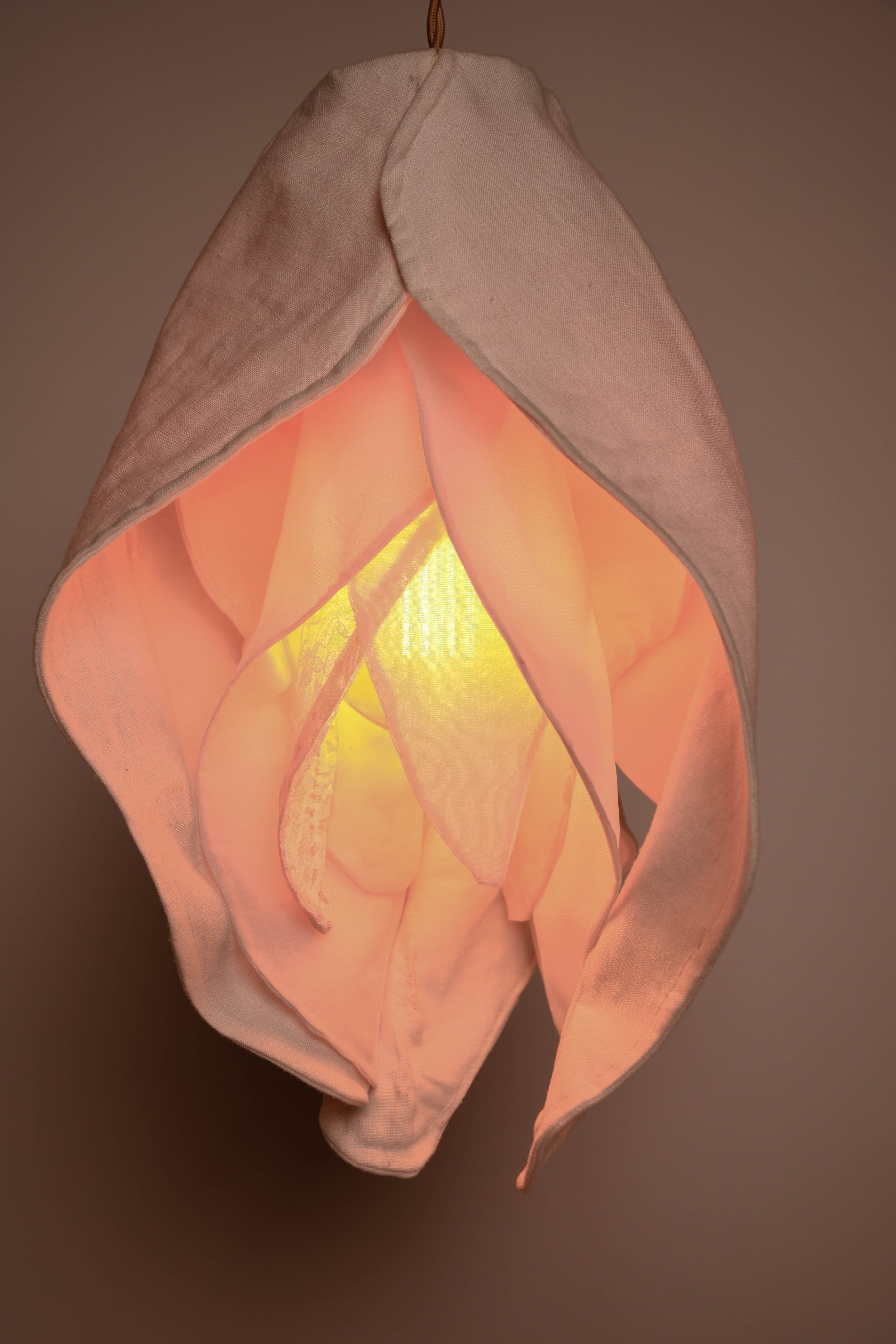 yonic orchid inspired fabric pendant light