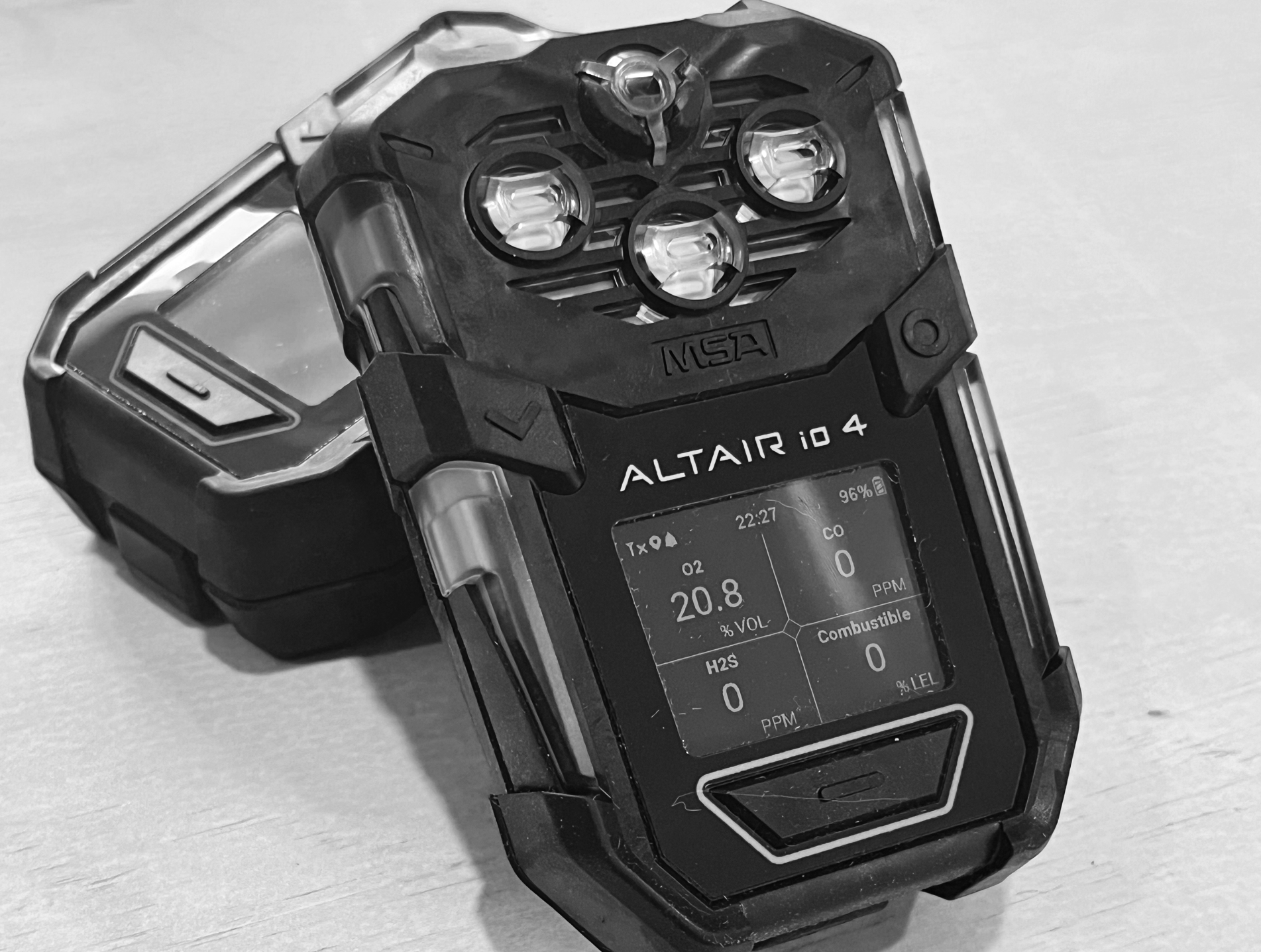 Station 1 Safety and Rescue's Confined Space Air Monitoring equipment, the Altair iO4 Air Monitor bumped and calibrated and ready for use in a Confined Space.