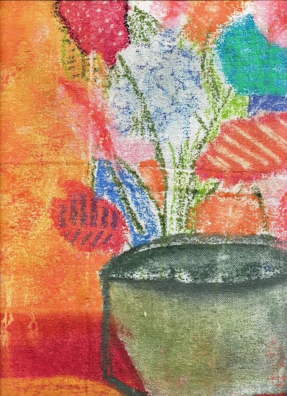 "Untitled Flowers", Soft Pastel on Canvas, 15in × 15in, 2024 