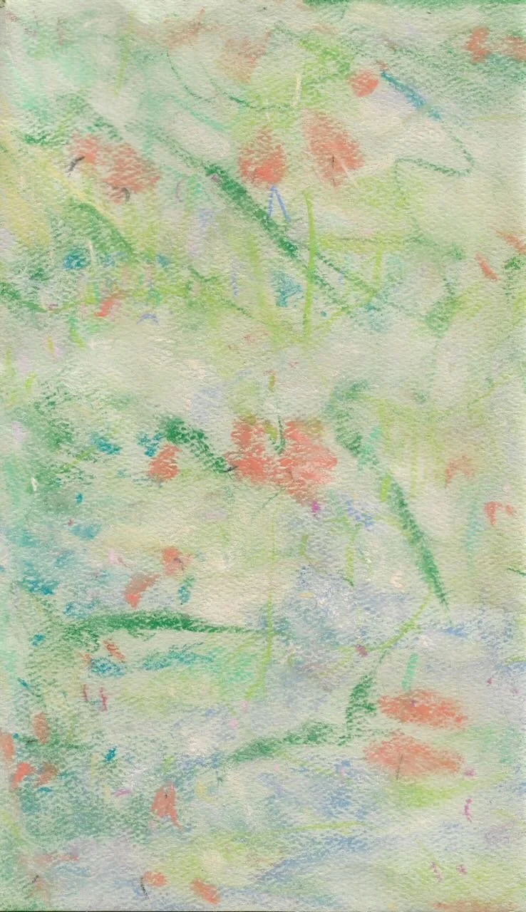 "Onassis in Abstract" Soft Pastel on Watercolor Paper 5in x 8in, 2024 