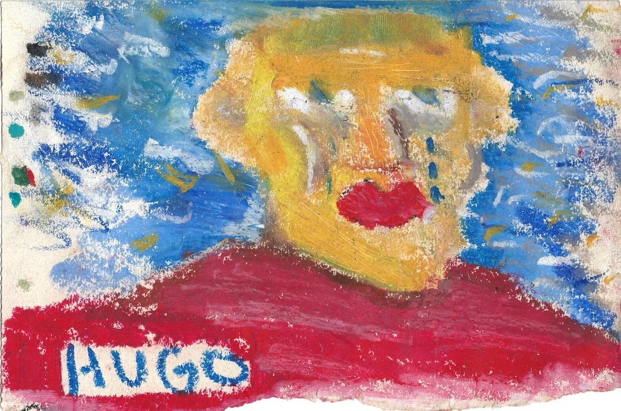 "HUGO", Oil Pastel on Paper, 9in × 5in, 2022