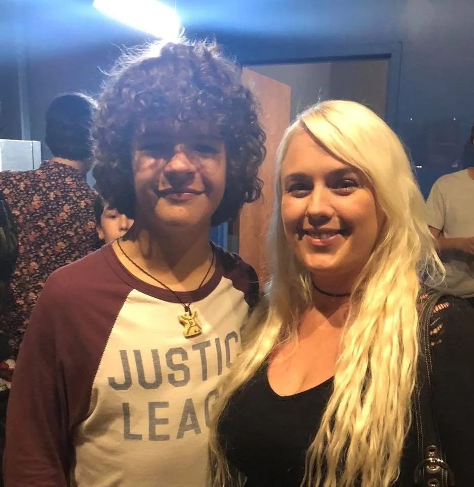 Stranger Thing's, Gaten Matarazzo, & Director, Krista O'Connor hanging backstage with his Work in Progress band.