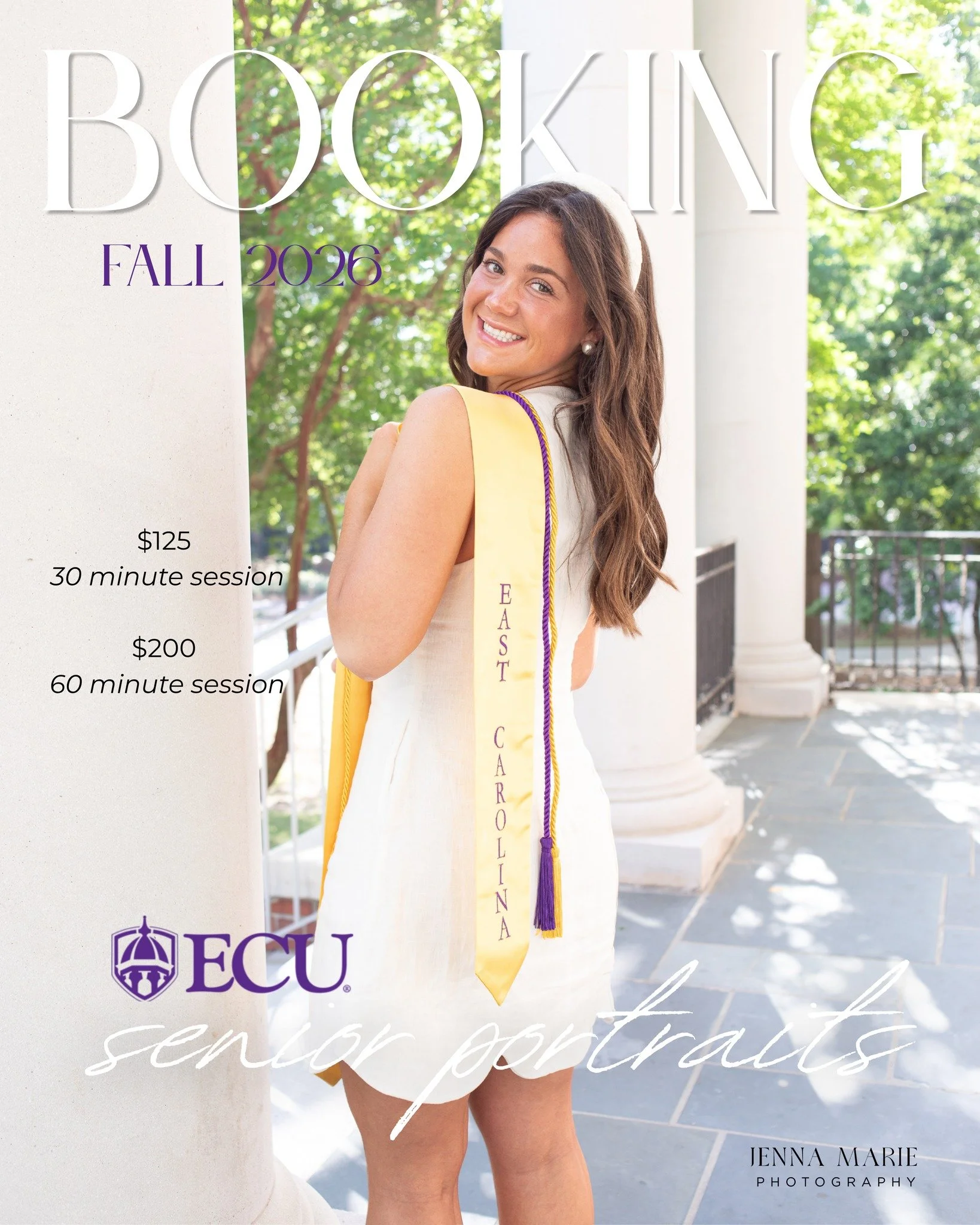 Hey ECU seniors! 🎓

Are you graduating this semester, or just want to get a head start on your photos?Either way, let's capture your ECU experience before it's over.

Fall senior portraits are open now! Message me or click the link in my bio to book