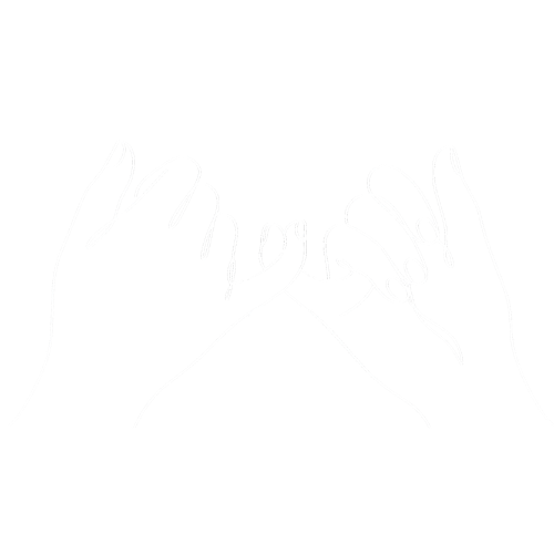 Line drawing of two hands touching pinky fingers.