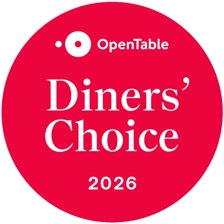 Red circular badge displaying the text 'OpenTable Dinners' Choice 2026' with the OpenTable logo above.