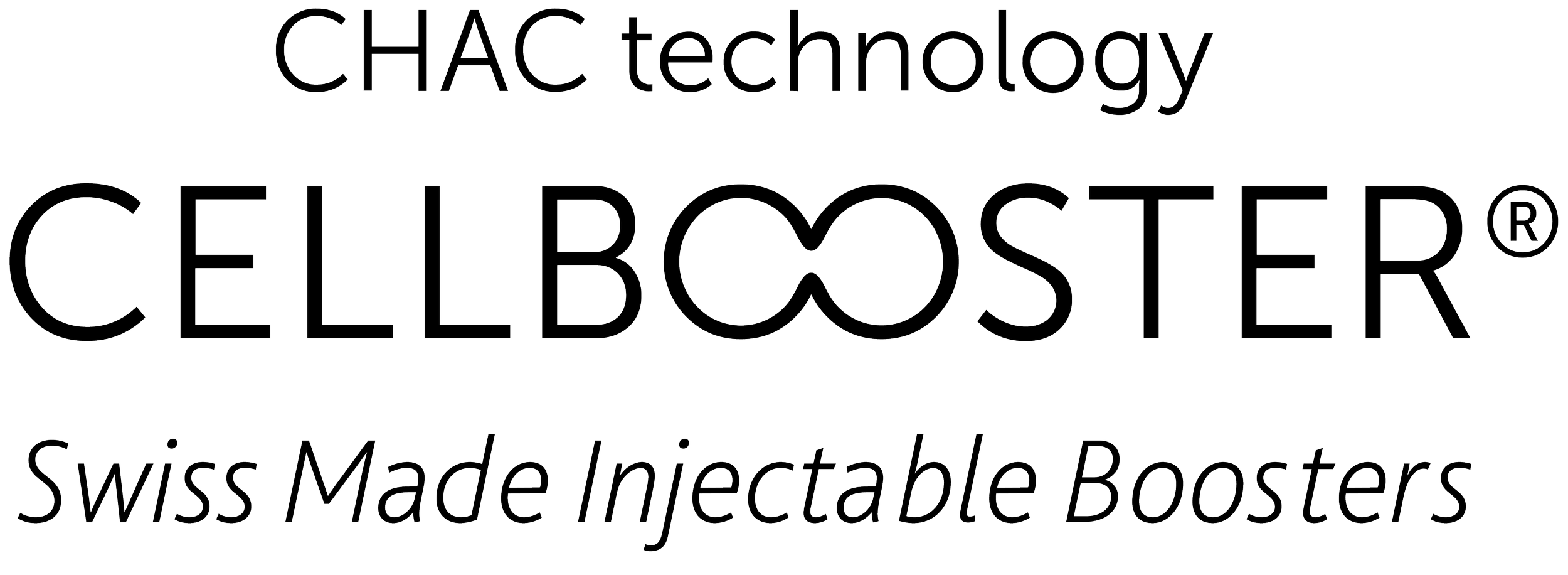 Tekstielementti, jossa lukee 'CHAC technology CELESTER® Swiss Made Injectable Boosters'.