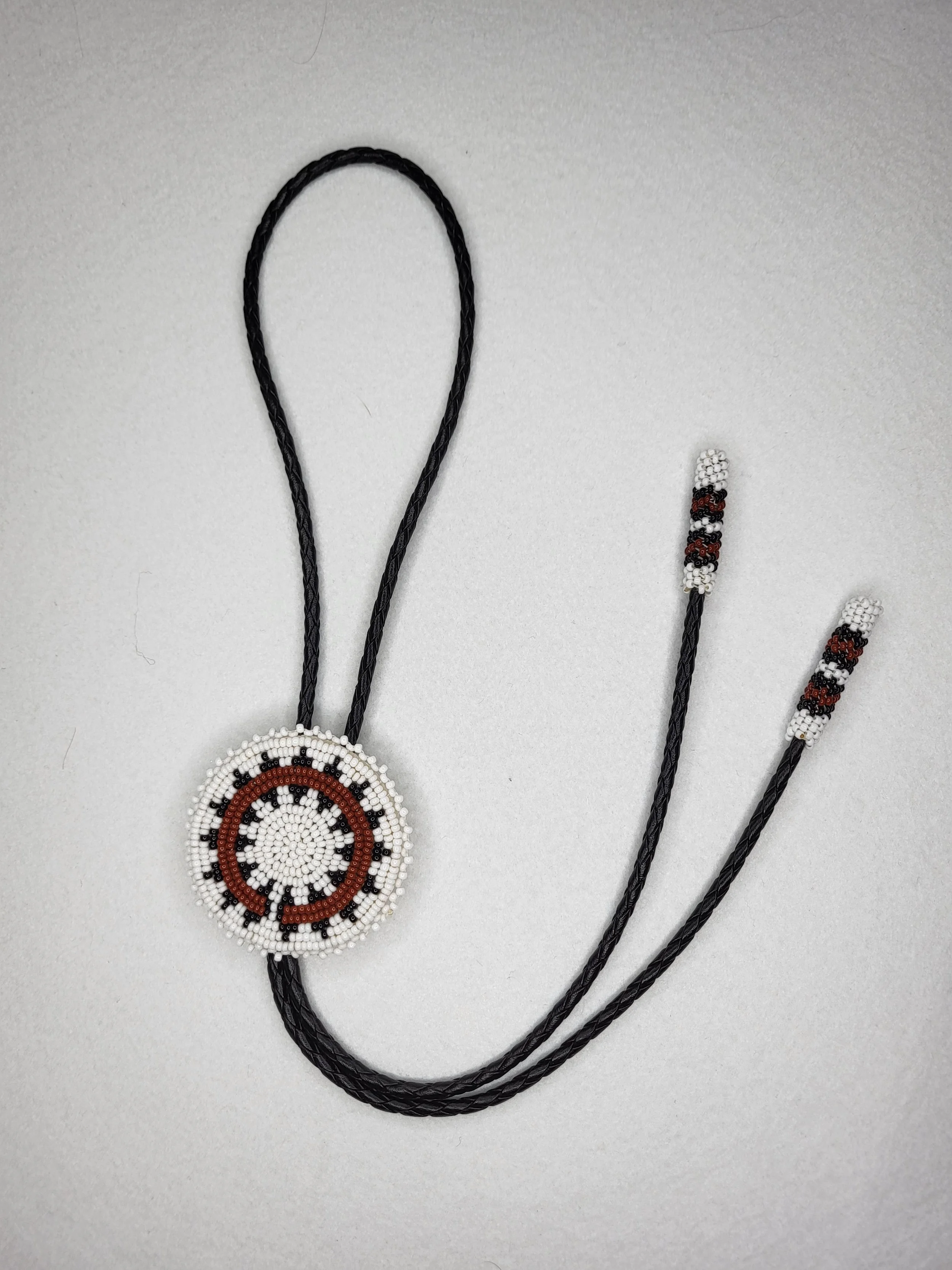 White Navajo Wedding Basket Design Bolo Tie