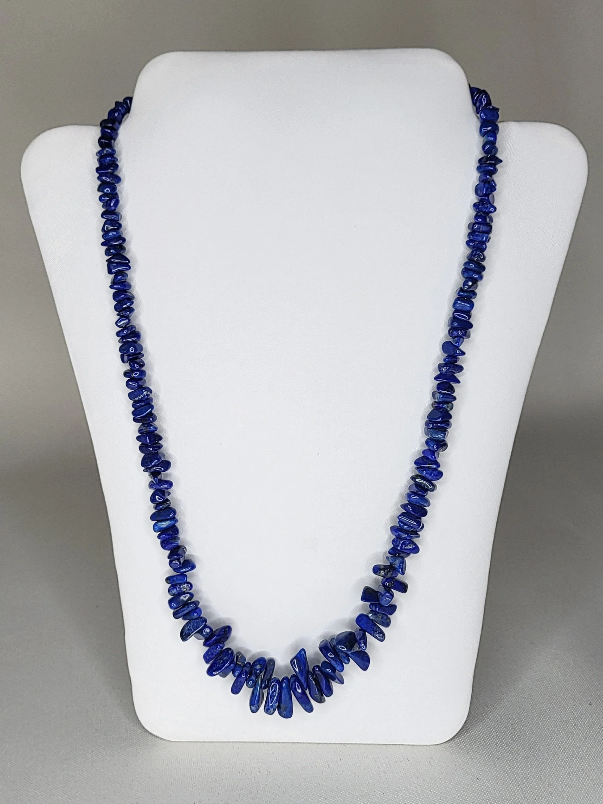 Elegant Blue Lapis Necklace with Hematite Bead Tips
