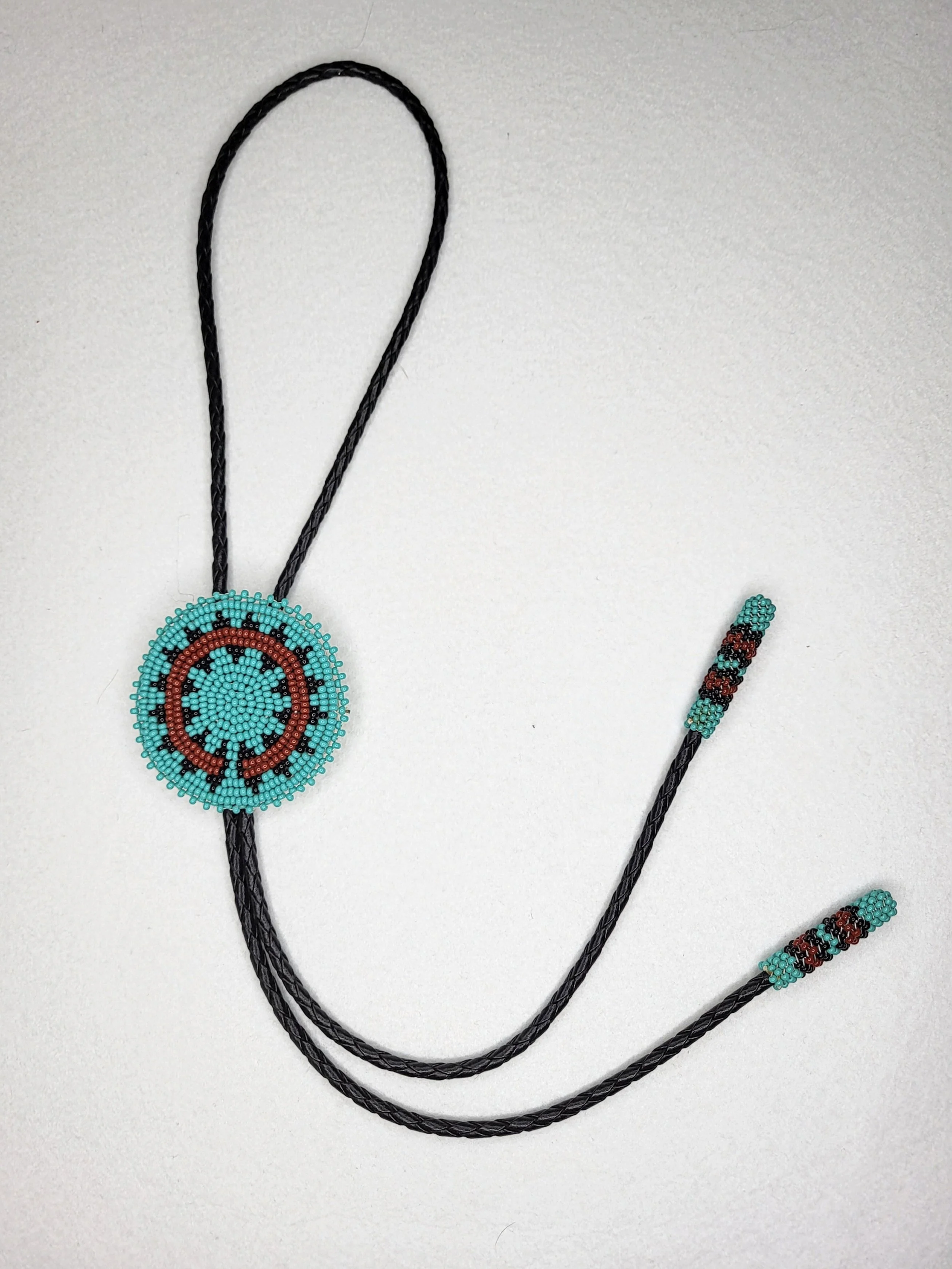 Blue Navajo Wedding Basket Design Bolo Tie