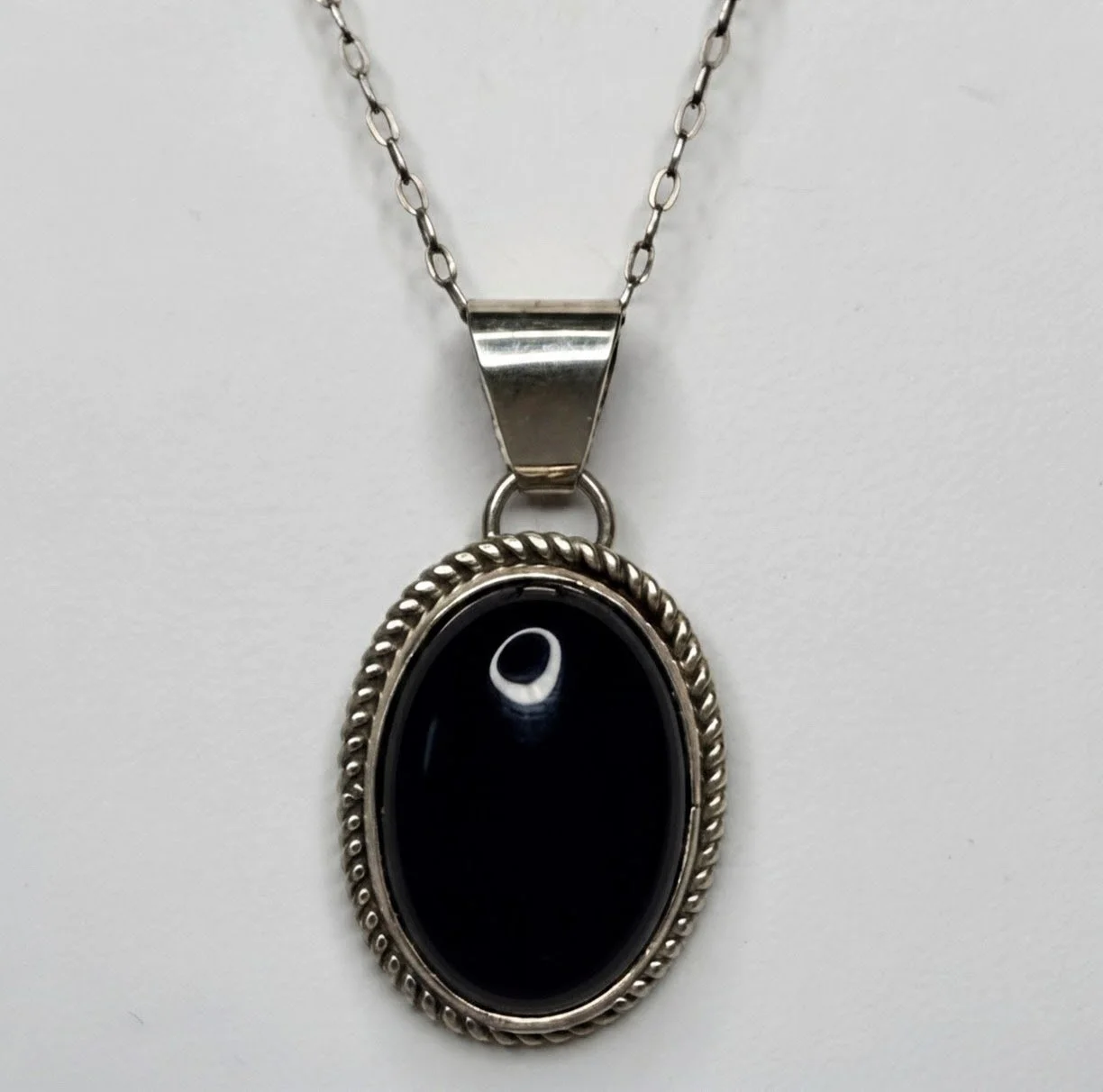 Elegant Black Onyx Sterling Silver Pendant