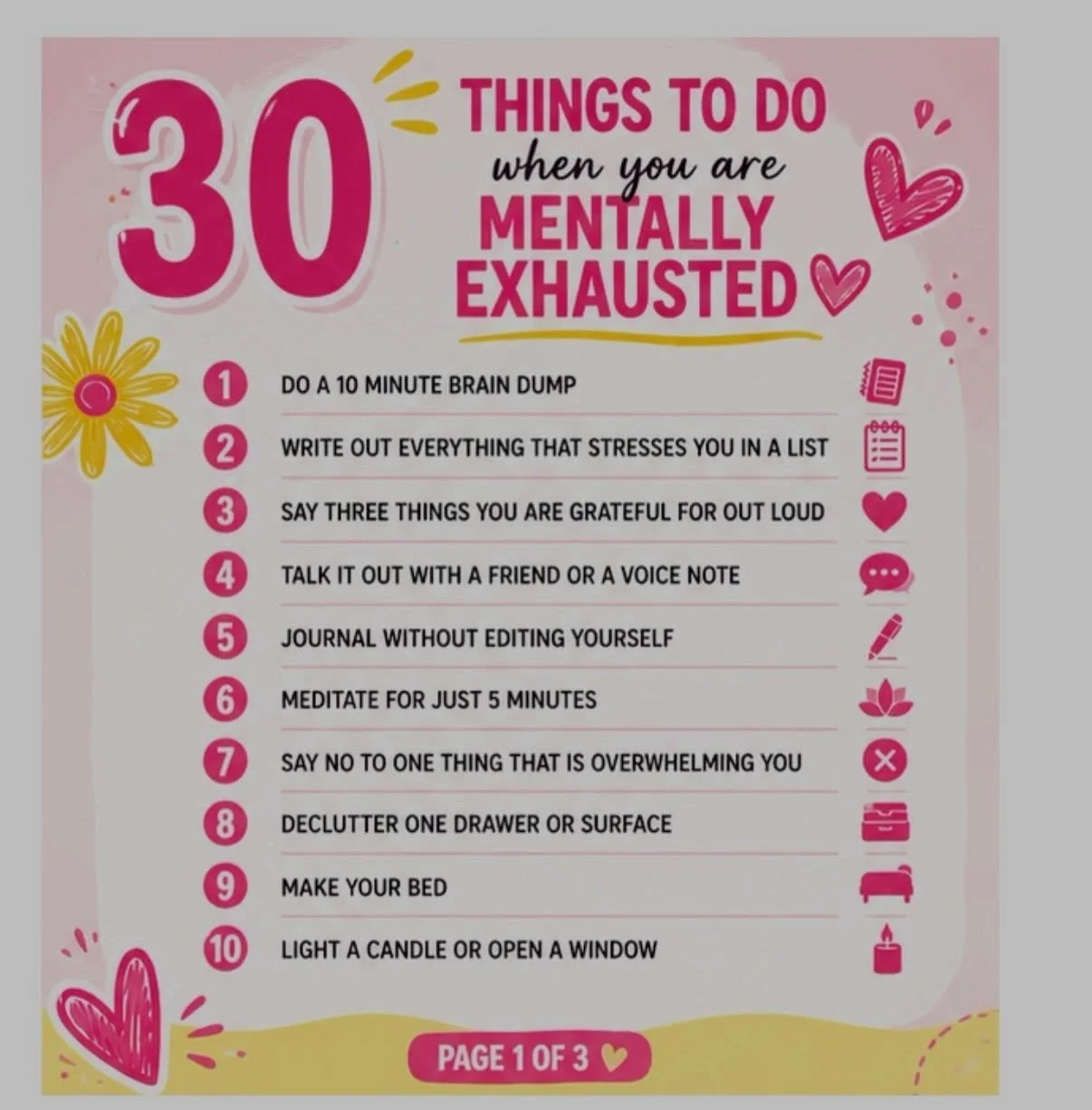 Mental exhaustion doesn&rsquo;t always mean you need to try harder. Sometimes it means your brain has been carrying too much for too long. 💗

Too many decisions.
Too many tabs open.
Too many unfinished tasks.
Too much noise.
Too much &ldquo;I should