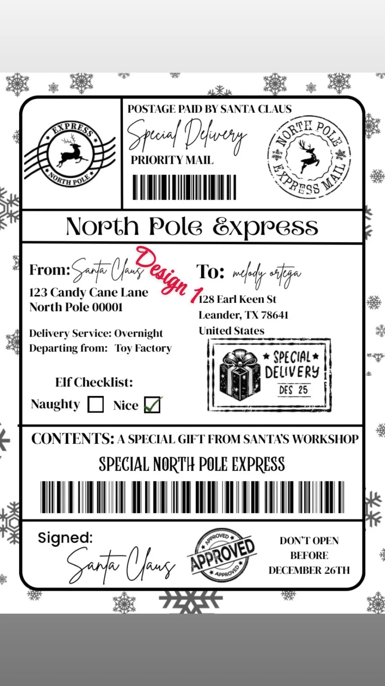 Personalized North Pole Express Christmas Labels