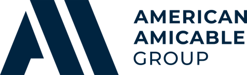 Logo of American Amicable Group with stylized A and text in blue.