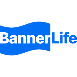 Logo for Banner Life with blue and green design elements.