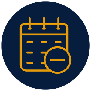 Icon of a calendar with a clock overlay, representing scheduling or date and time.