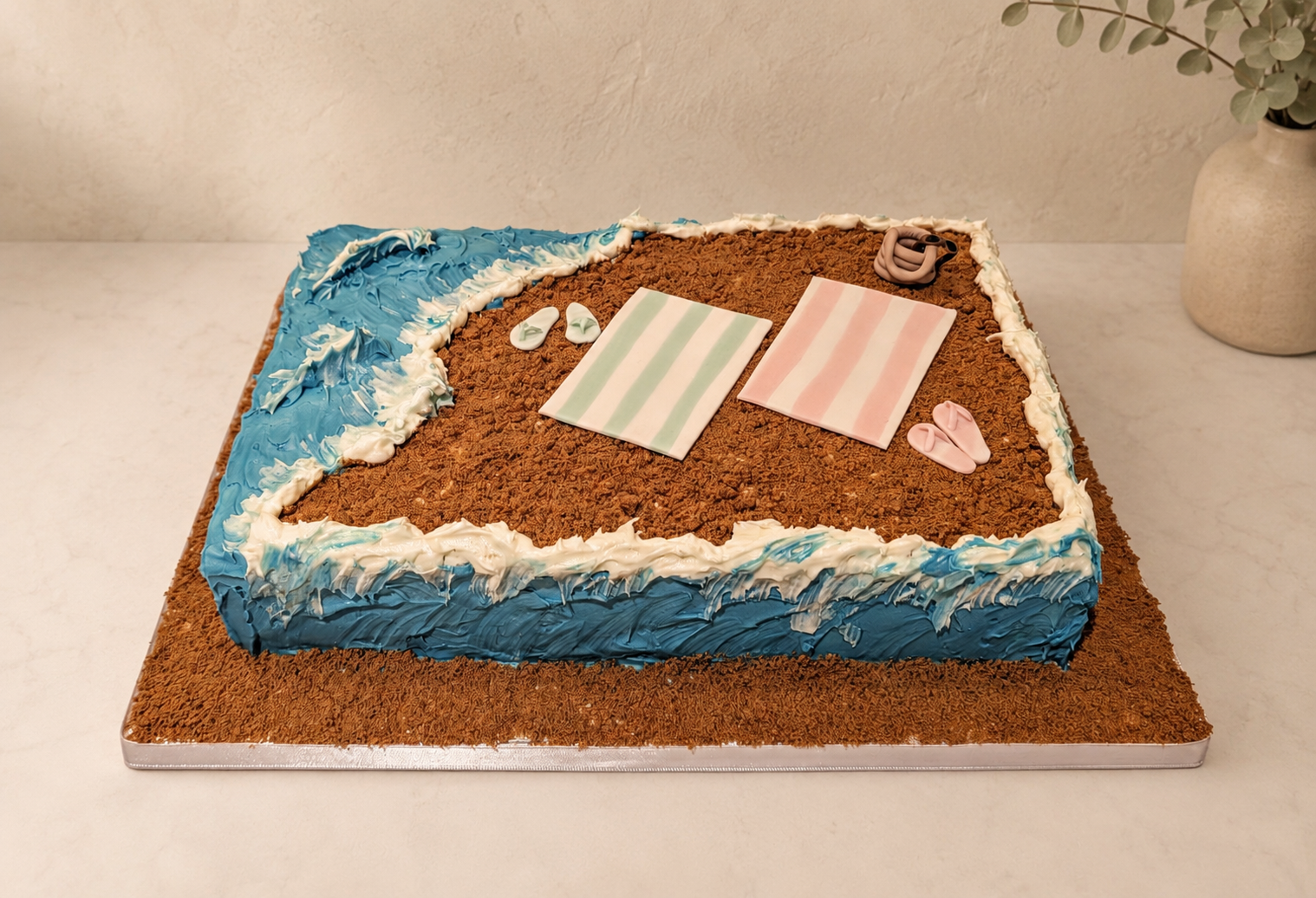 Biscuit sand, buttercream waves and sugar accessories