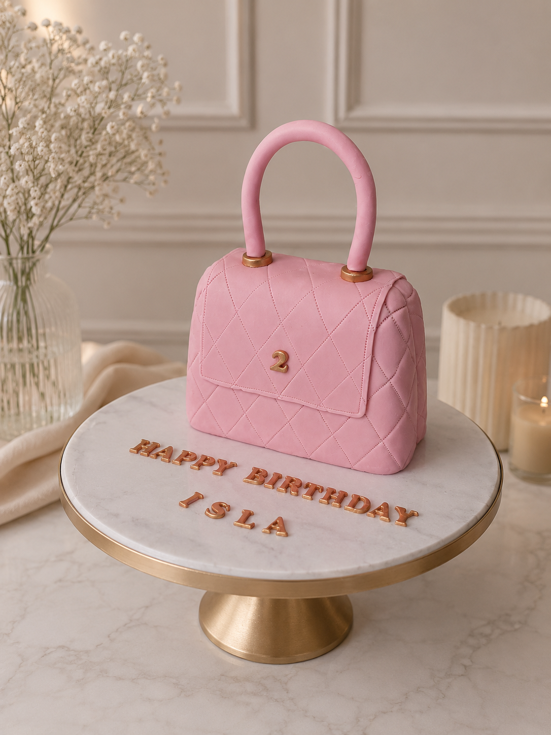 Hand sculpted bag cake