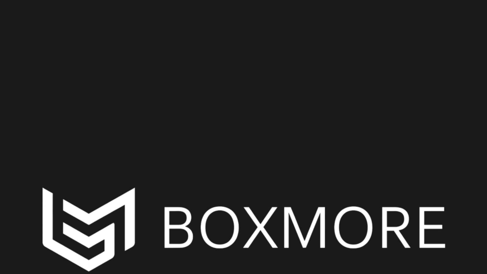 Logo van Boxmore met een zwart-witte kleurstelling