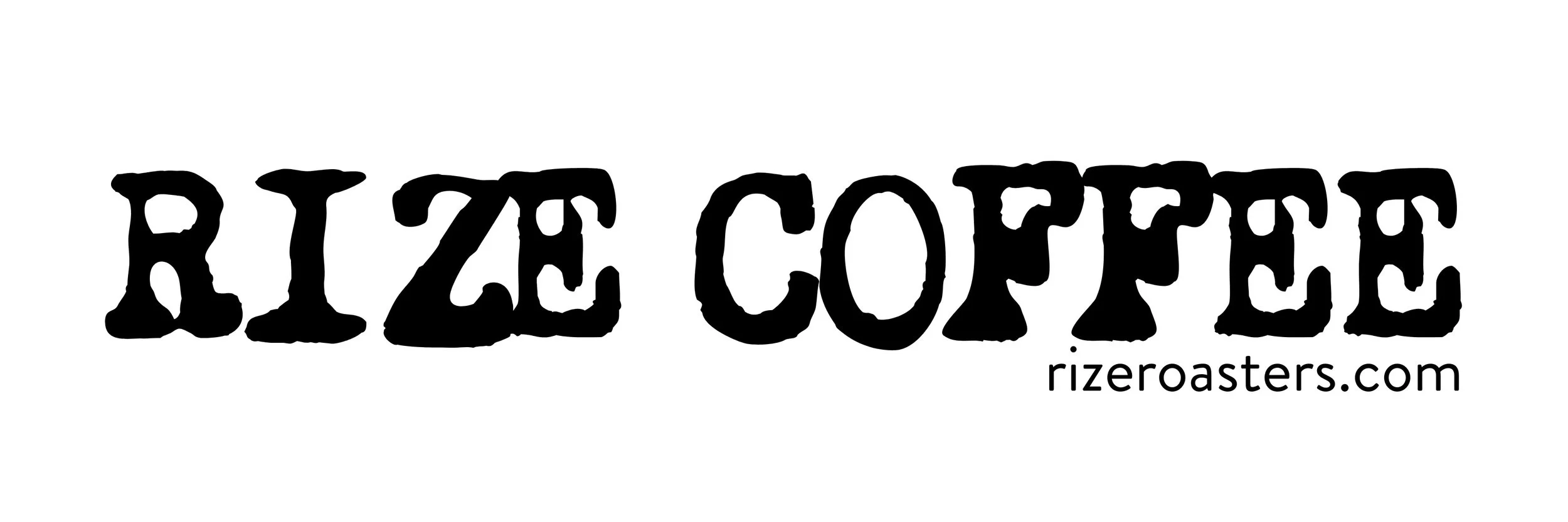 Black text reads 'Bite Coffee' with a website URL 'rizerosters.com' underneath, on a white background.