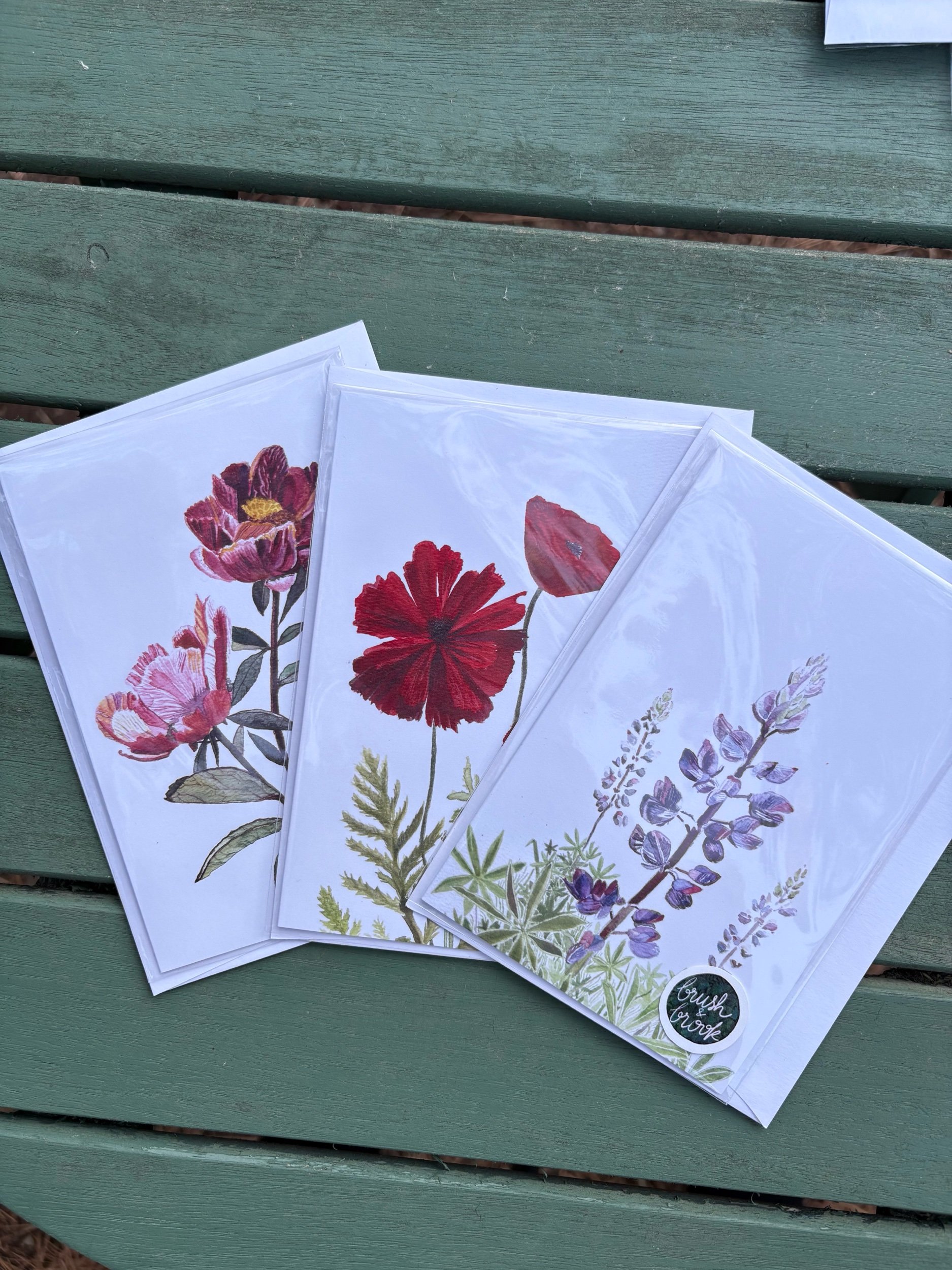 Floral Greeting Card Set (6 cards, 6 envelopes)