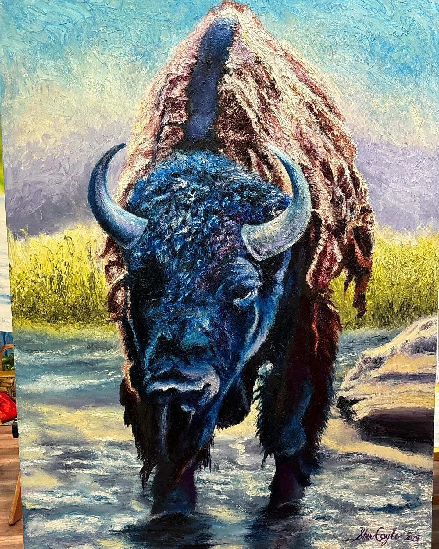 New finger painting!!! 30x40. SOLD. Prints available upon request.  #oilpainting #art #buffalo #fingerpainting