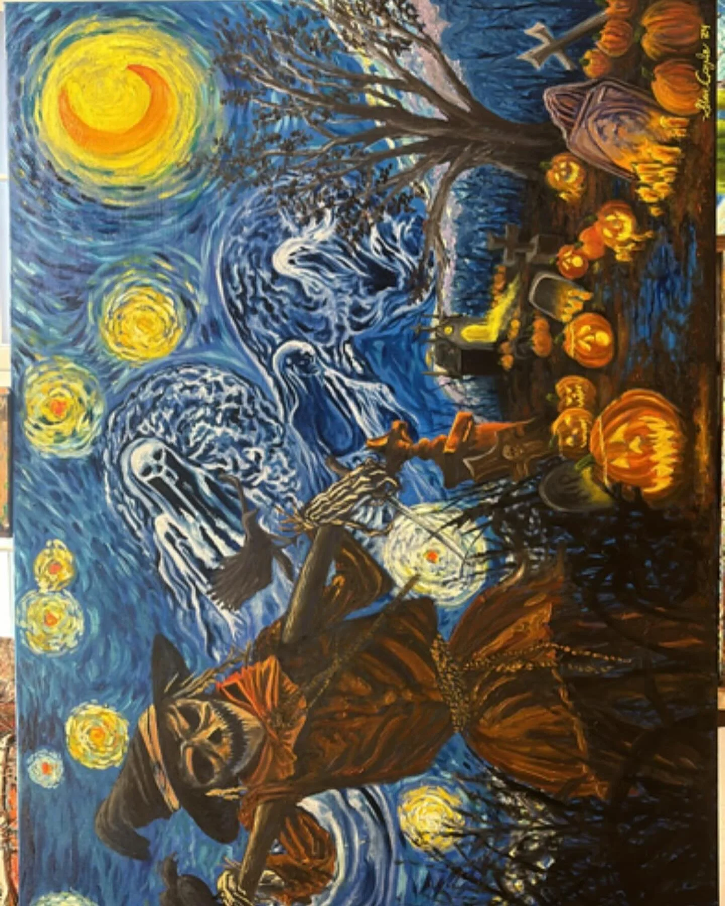 Wishing you a happy Halloween with Spooky Night. 32x48 Oil on Canvas.