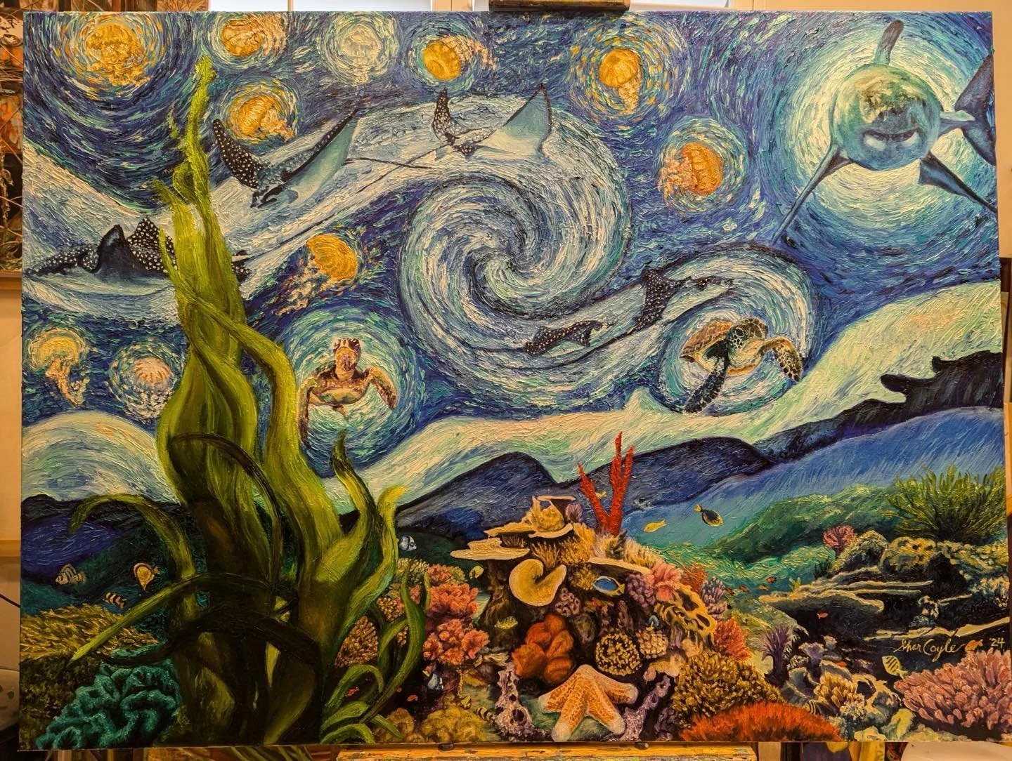 New &ldquo;Art Parody&rdquo;piece- Starry fish Night.