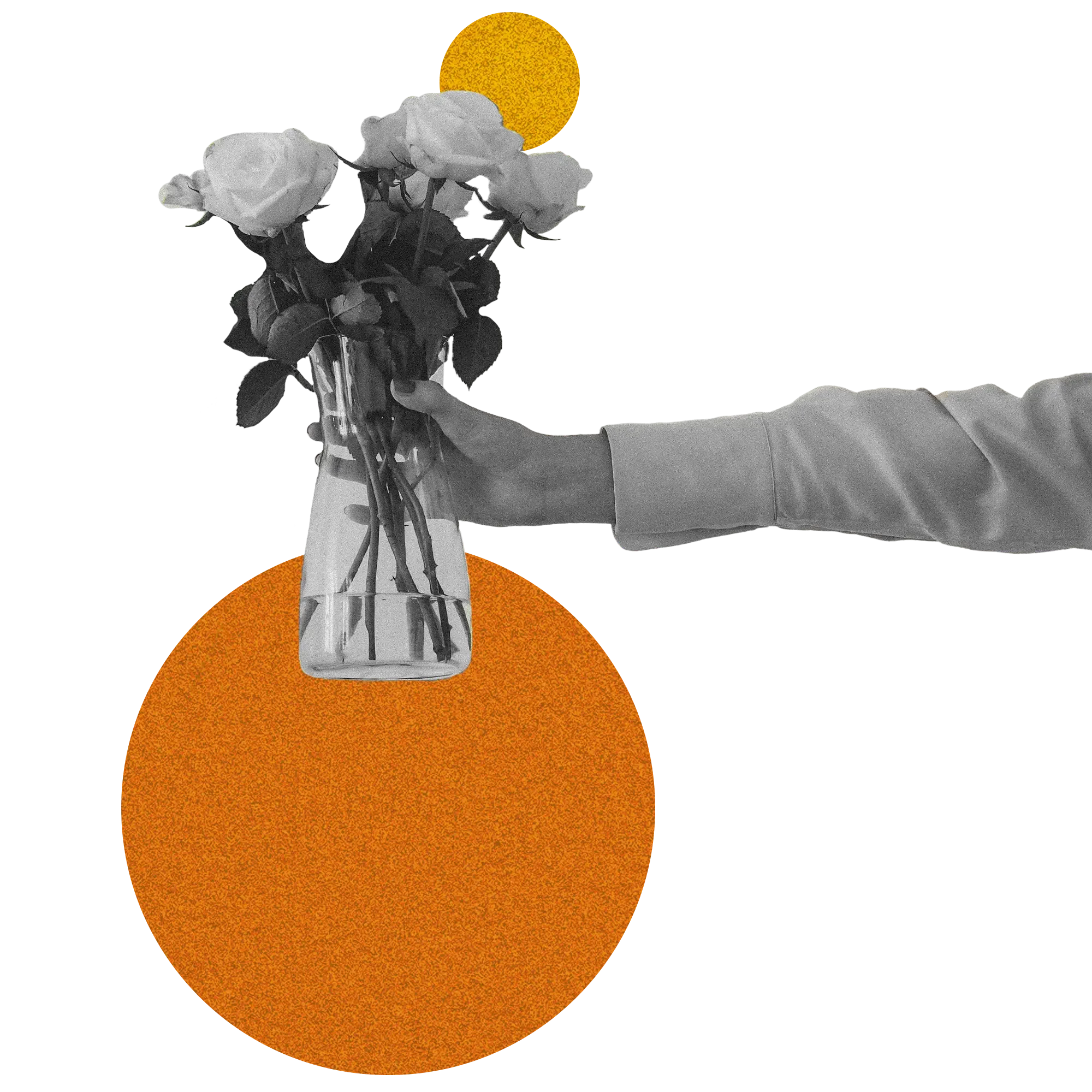 hand holding flowers in vase