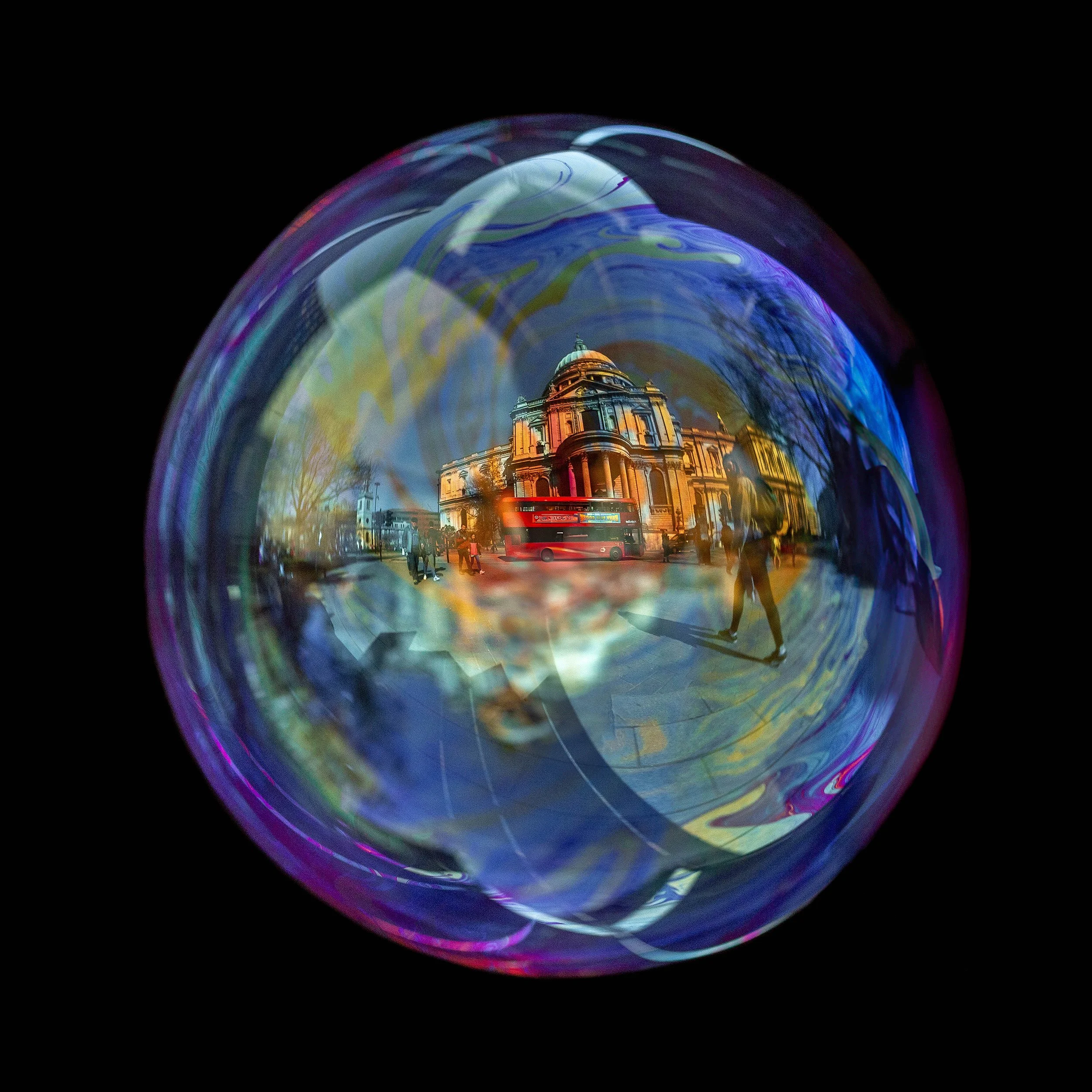 Real bubble photography featuring st paul's cathedral in London buildings and urban reflections