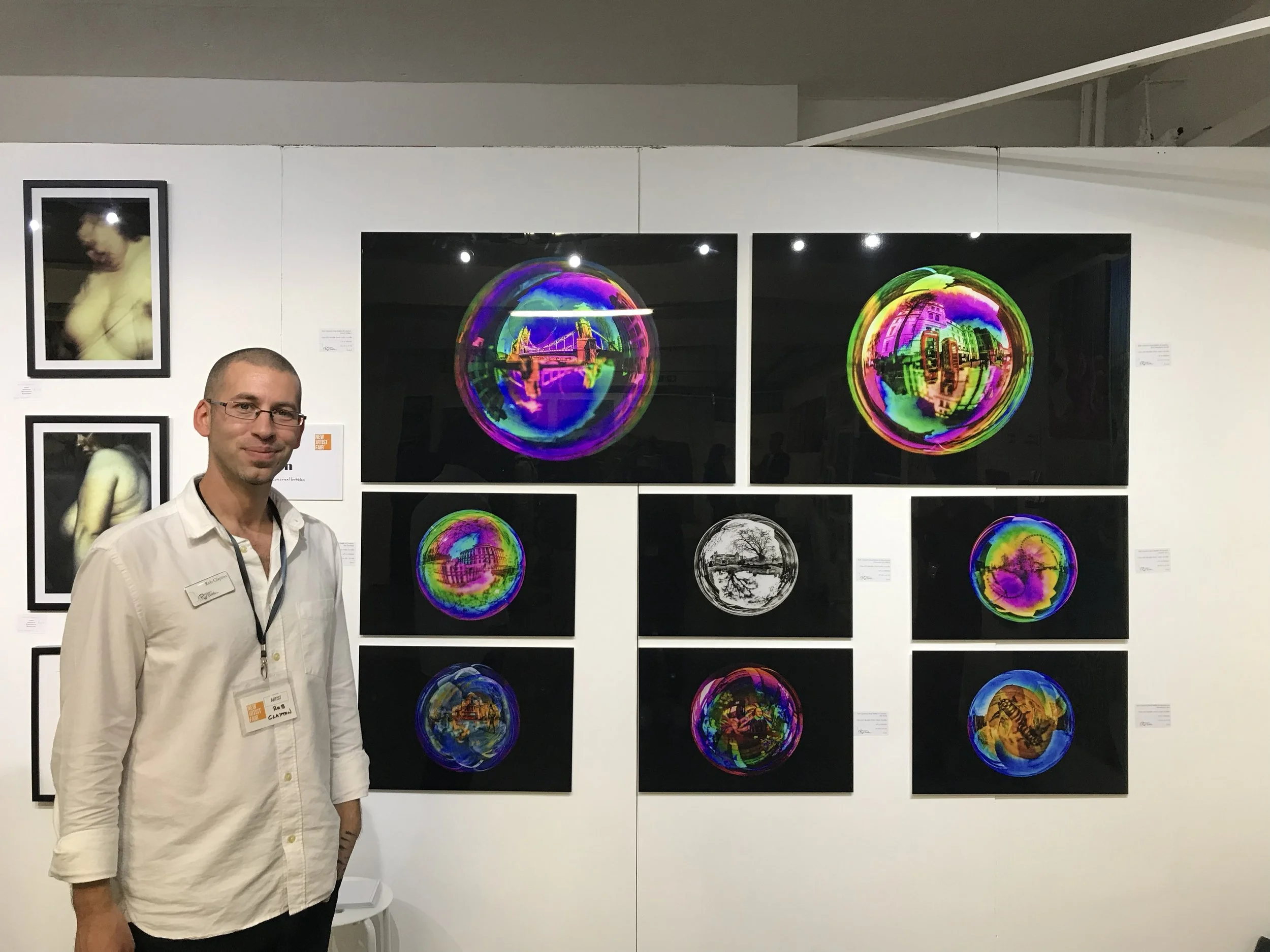 artist photographer rob clayton displays bubble photographs at art fair