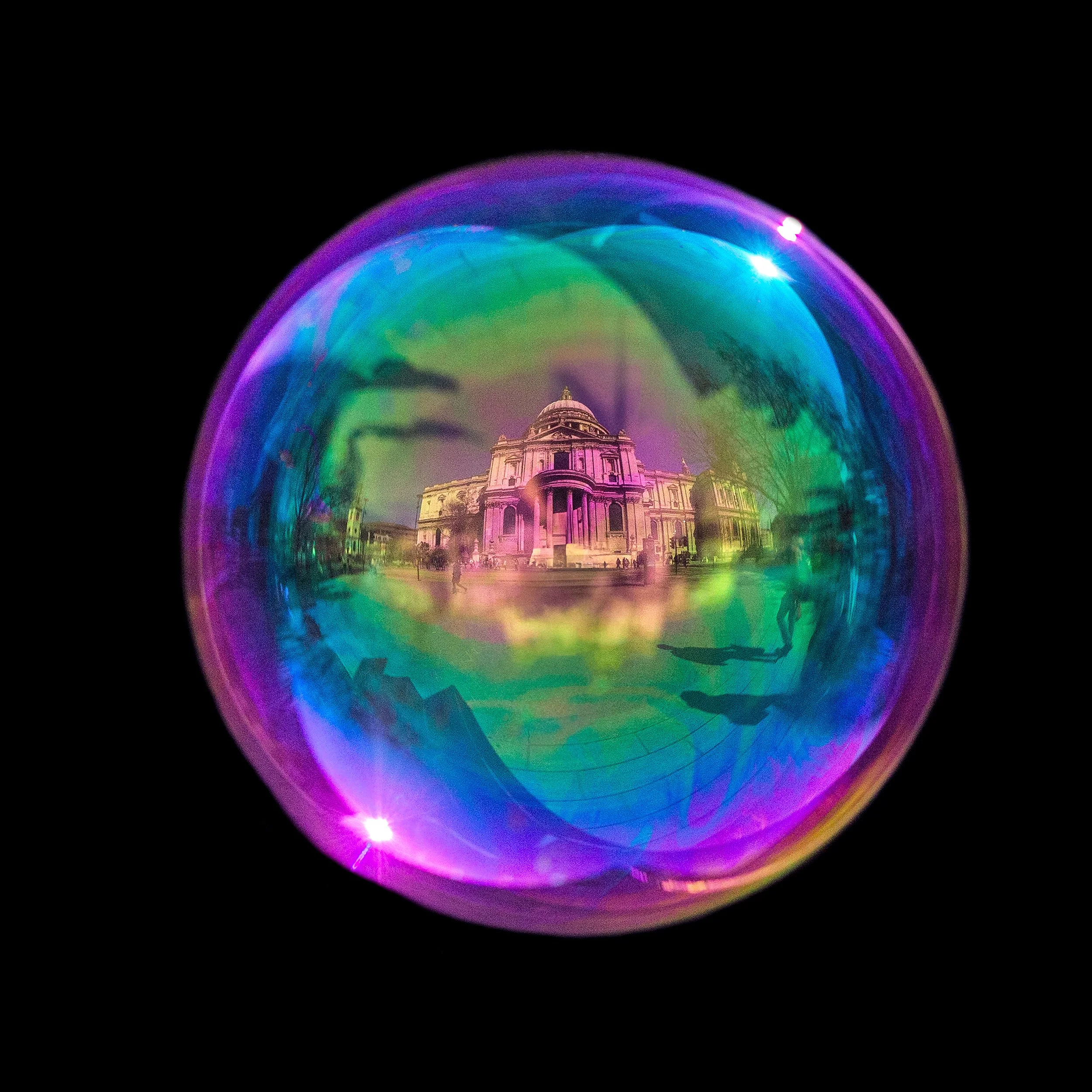 Real bubble photography featuring st paul's cathedral in London buildings and urban reflections