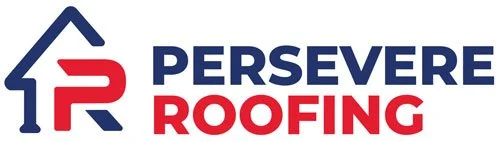 JC Trades Services LLC. Persevere Roofing logo featuring a stylized house roof outline and the company name in blue and red