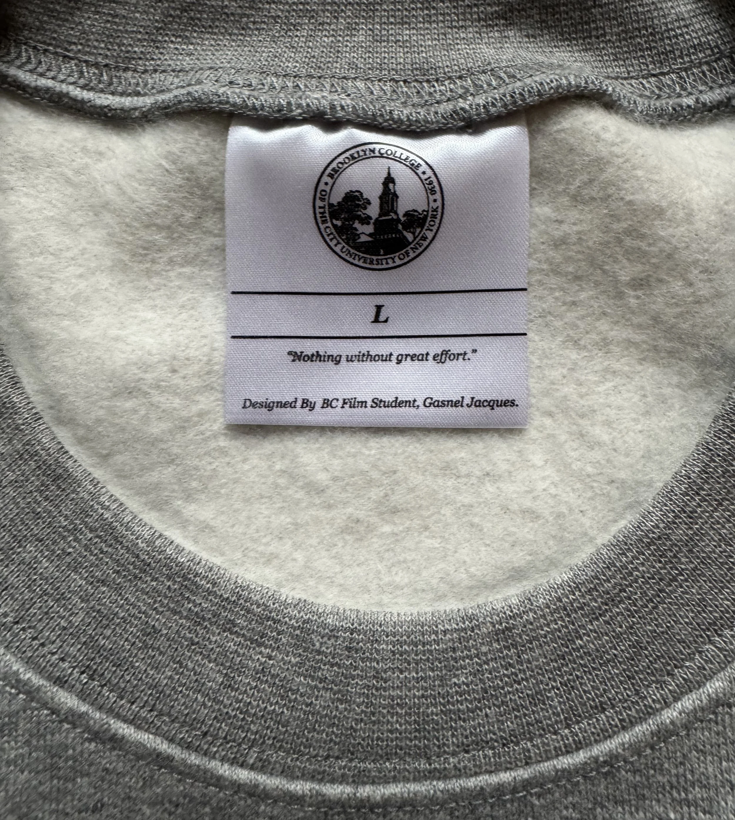 Brooklyn College Heritage Sweater Heather Grey (tag)