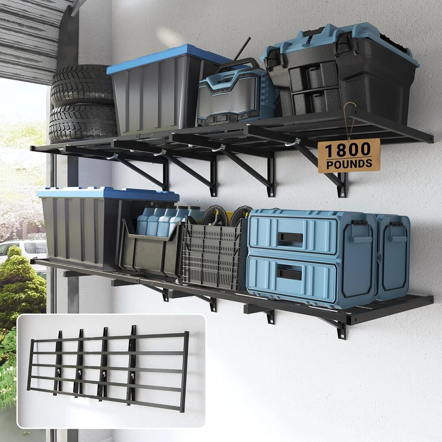 FLEXIMOUNTS Fold-Down 2x6ft Garage Wall Shelving - WR26BFD-V2