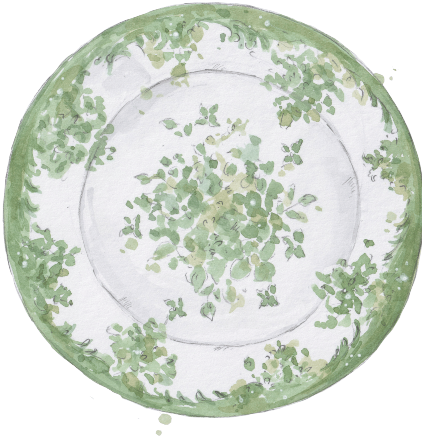vintage watercolour plate by for keeps illustration for a branding suite