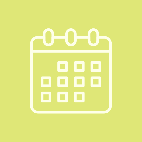 Line drawing of a calendar with a yellow background.
