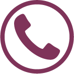 Icon of a purple phone receiver inside a circle