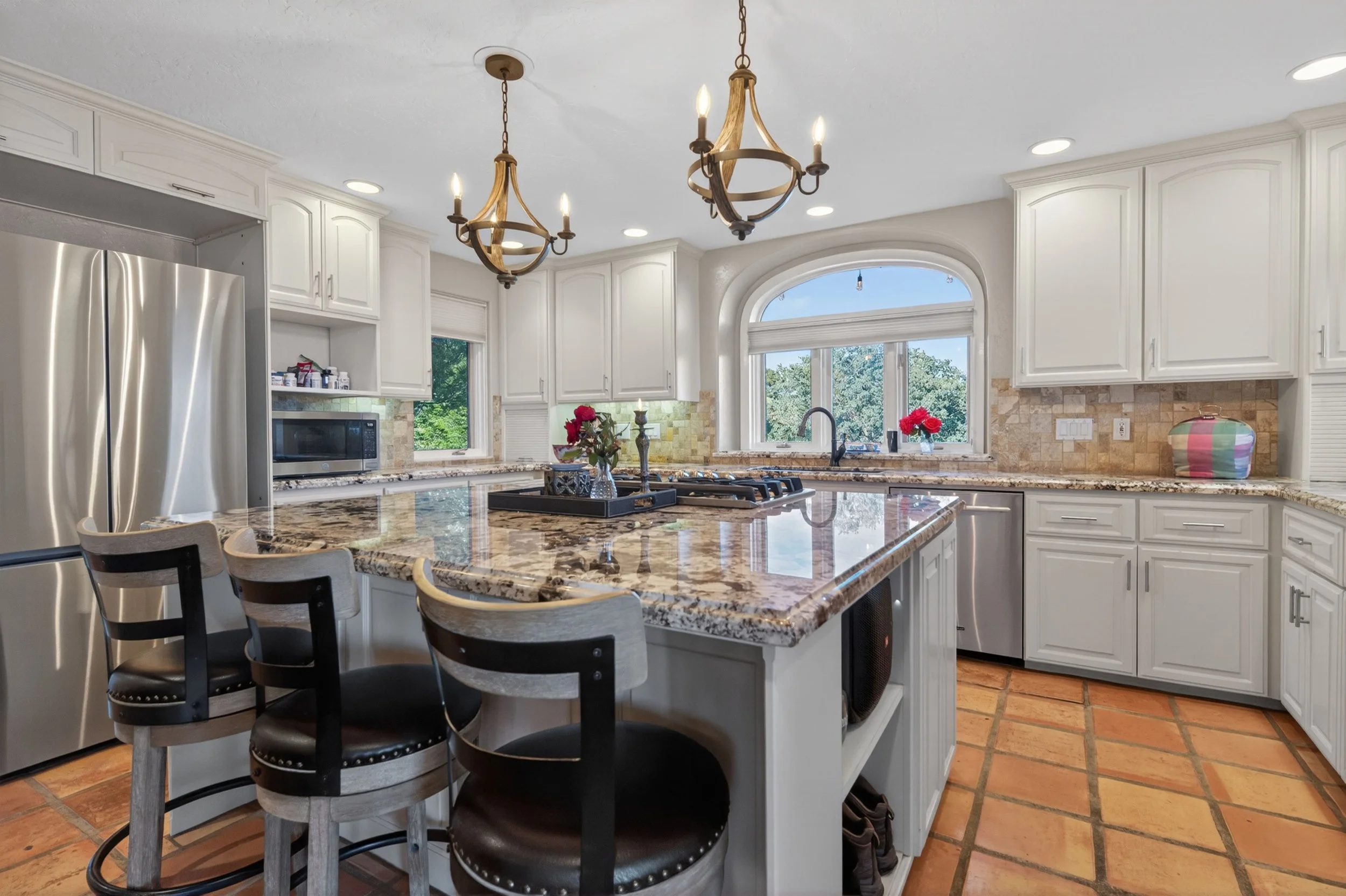 Gourmet kitchen with oversized island at Airola Ranch in Vallecito California
