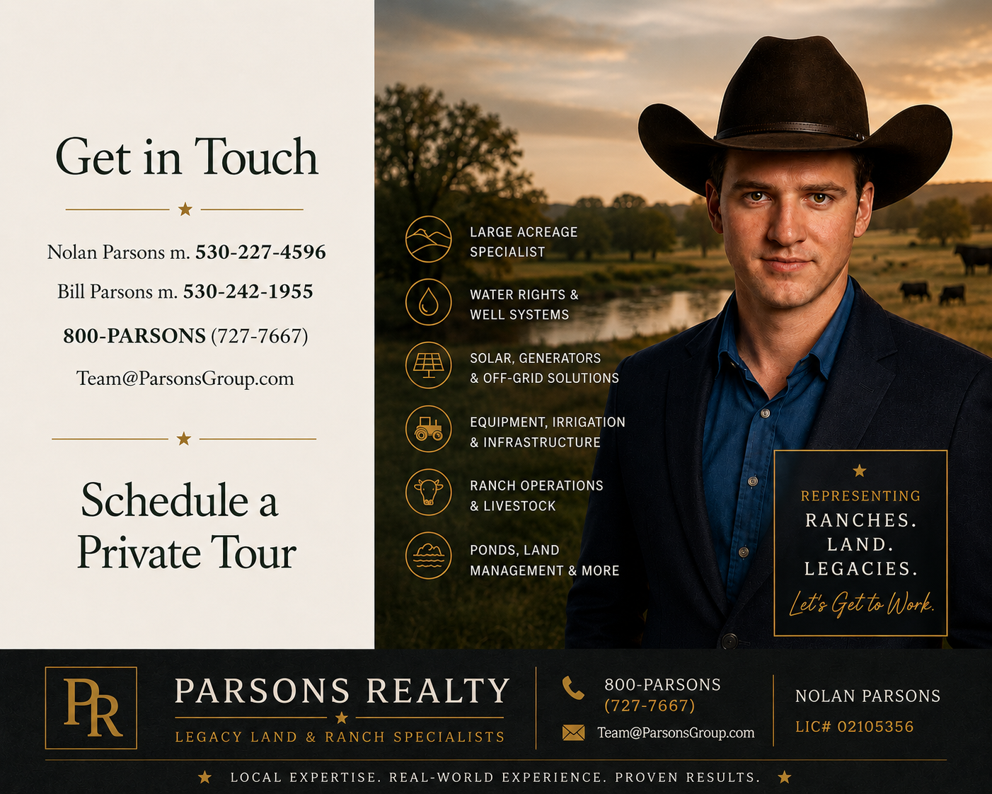 Nolan Parsons of Parsons Realty offering private luxury property tours and personalized real estate representation