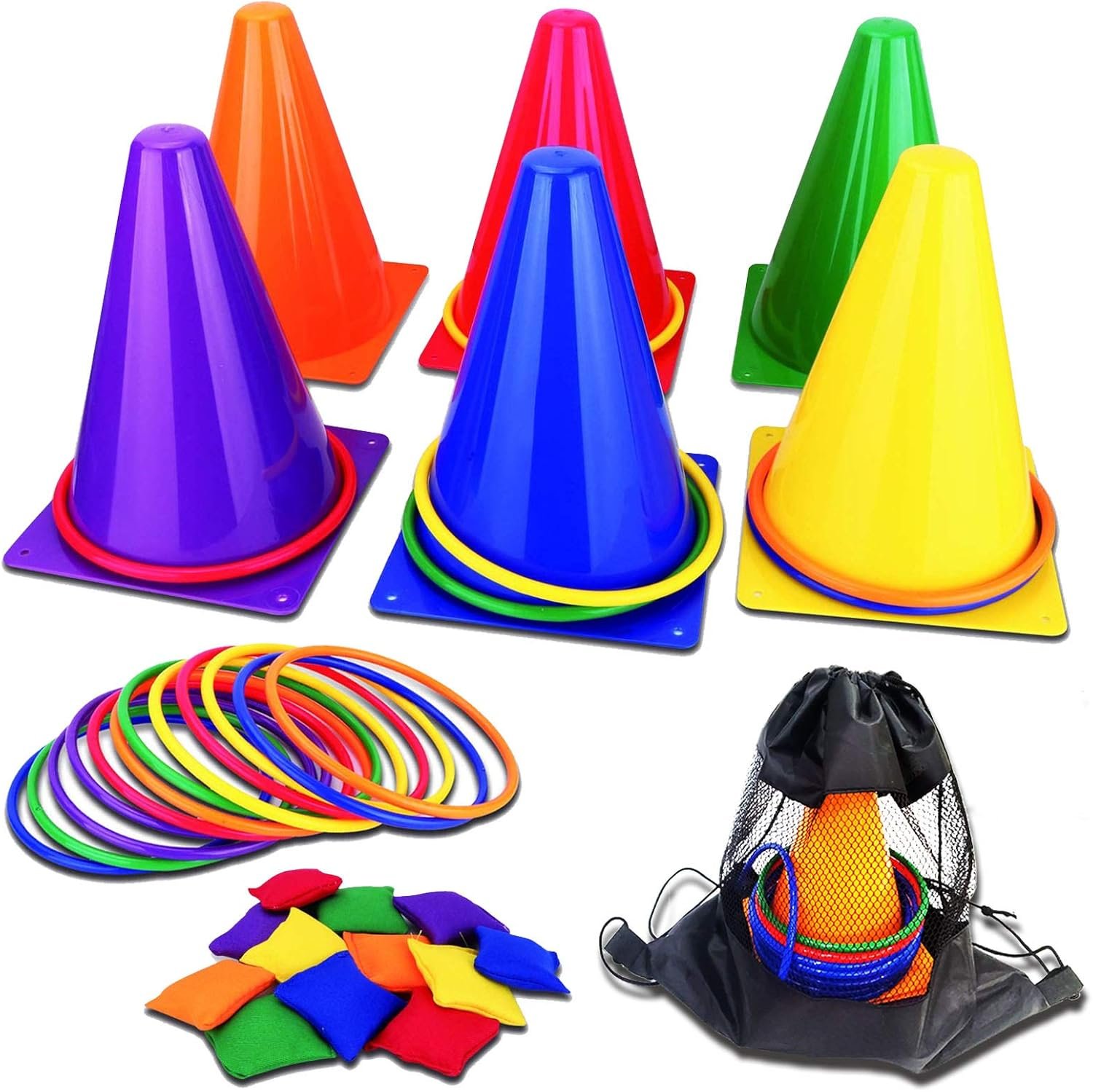 One of the easiest ways to reduce outdoor friction is simply making play visible and easy to start. Loose outdoor toys invite creativity, obstacle courses, games, movement, and collaboration — often without adults needing to organize the activity the