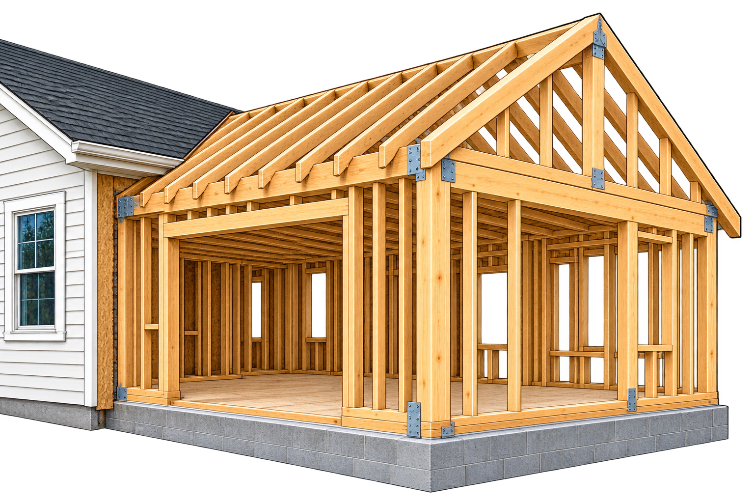 Home addition framing
