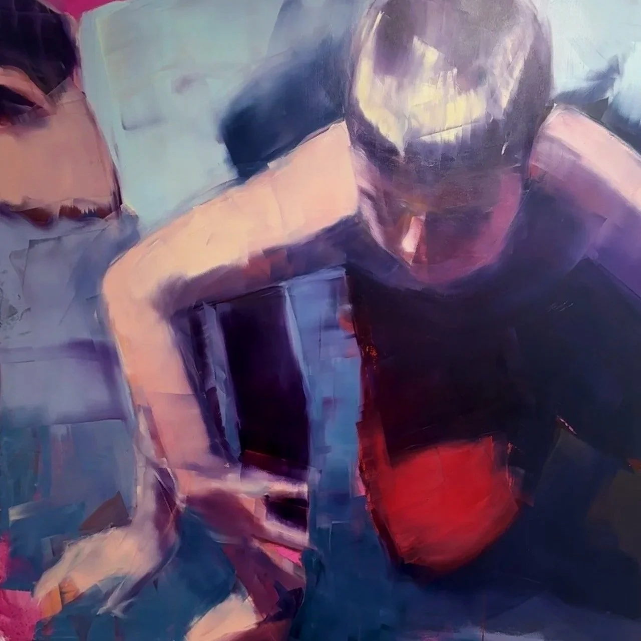 Wrestling Study No.2, oil on canvas, 60×60 in, 2026
