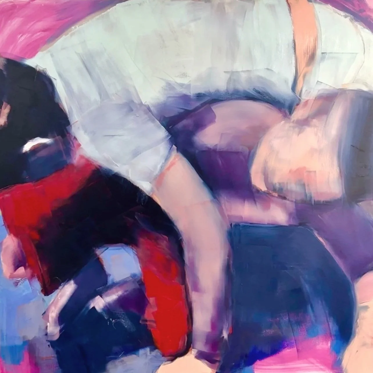 Wrestling Study No.1, oil on canvas, 60×60 in, 2026
