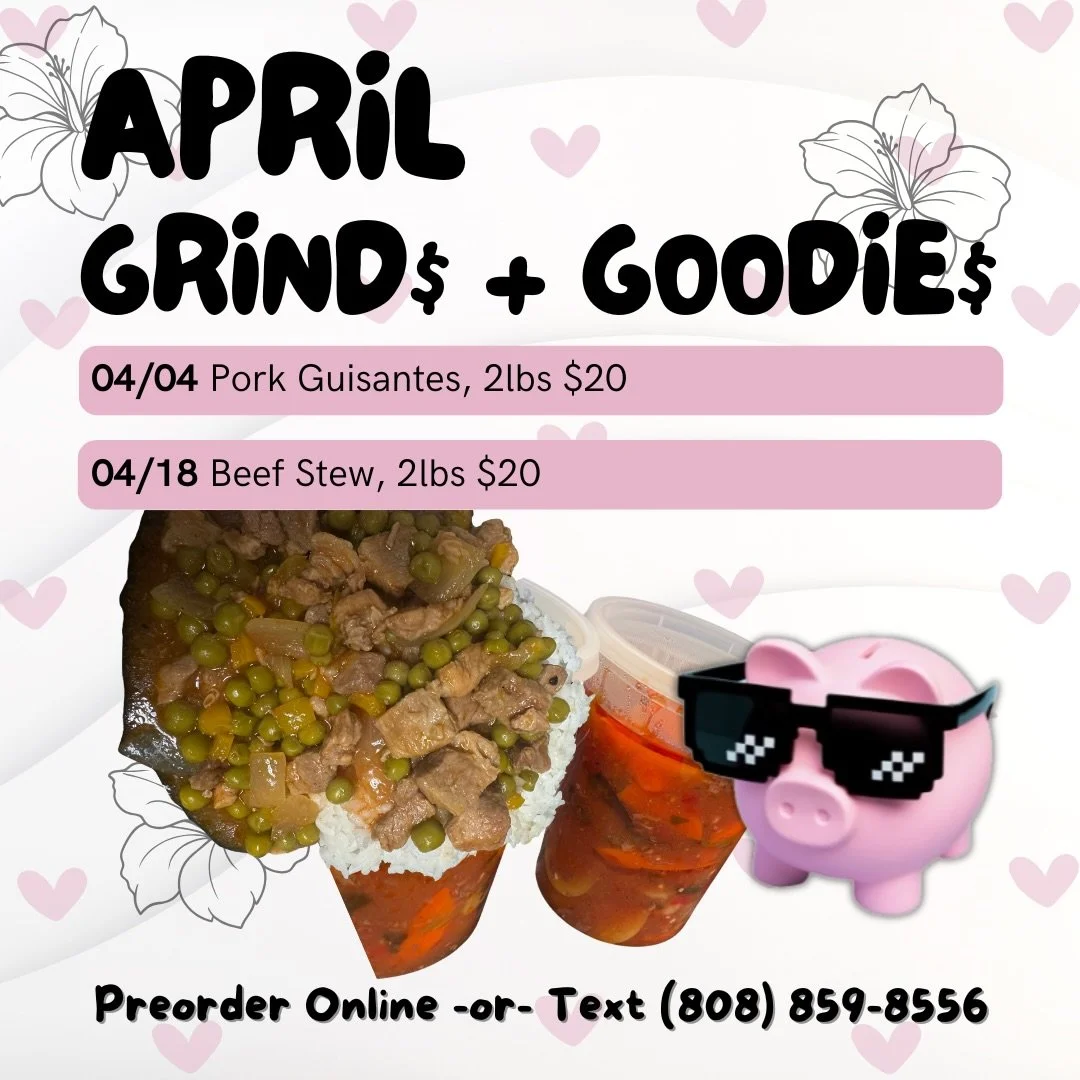 ❌CLOSED❌
💥APRIL GG&rsquo;$! &mdash;Preorder online (link in bio under Fundraising) or Text (808) 859-8556. Pickup &amp; Delivery can be coordinated. Please text or DM us for any questions. Stay tuned for any updates added this month. Mahalo for your