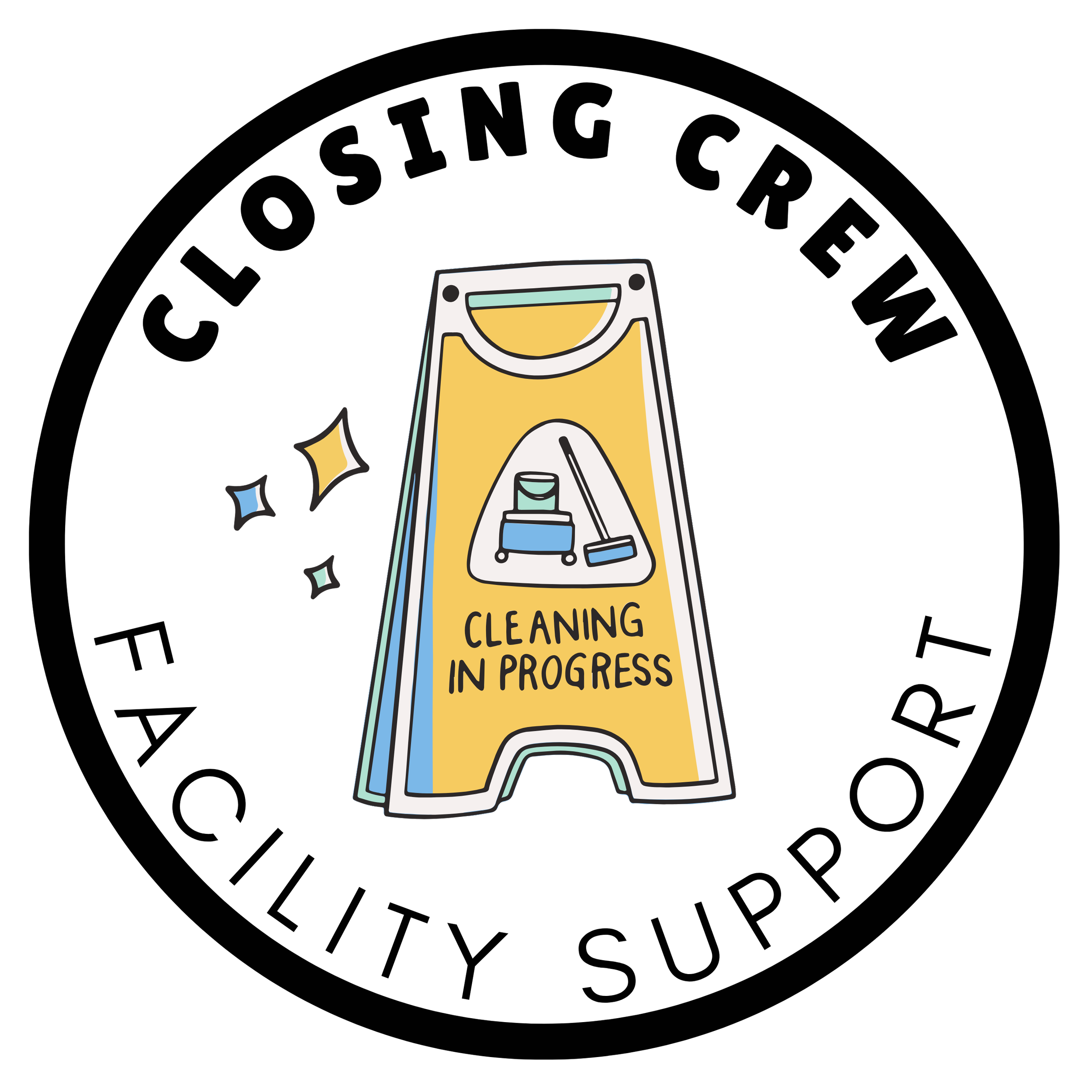 A yellow caution sign with the words "Cleaning in Progress" and an illustration of a mop and bucket, indicating a cleaning activity.