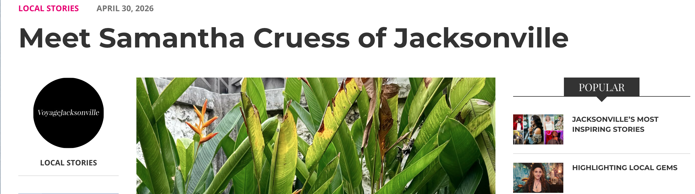 My Interview with Voyage Magazine, Jacksonville  