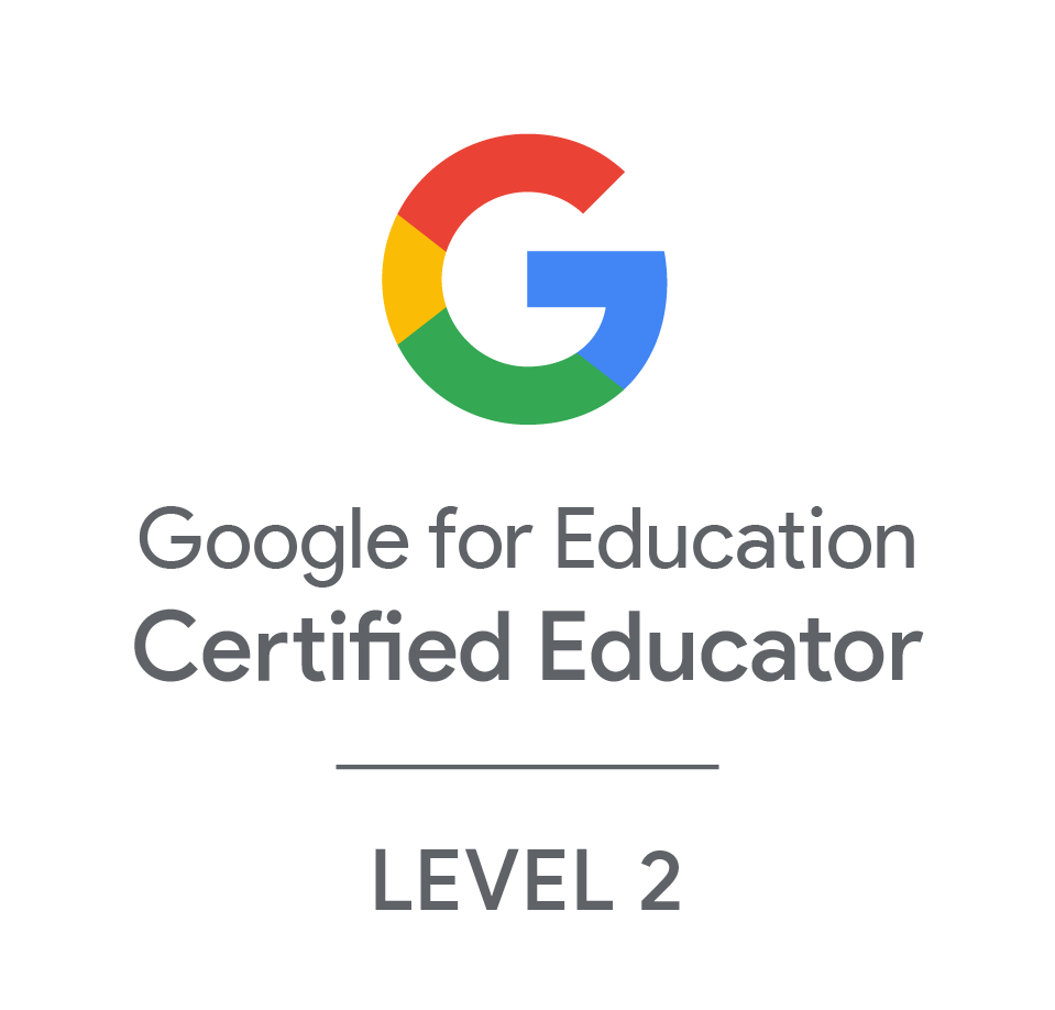 Google for Education Certified Educator Level 2 badge with Google logo and text.