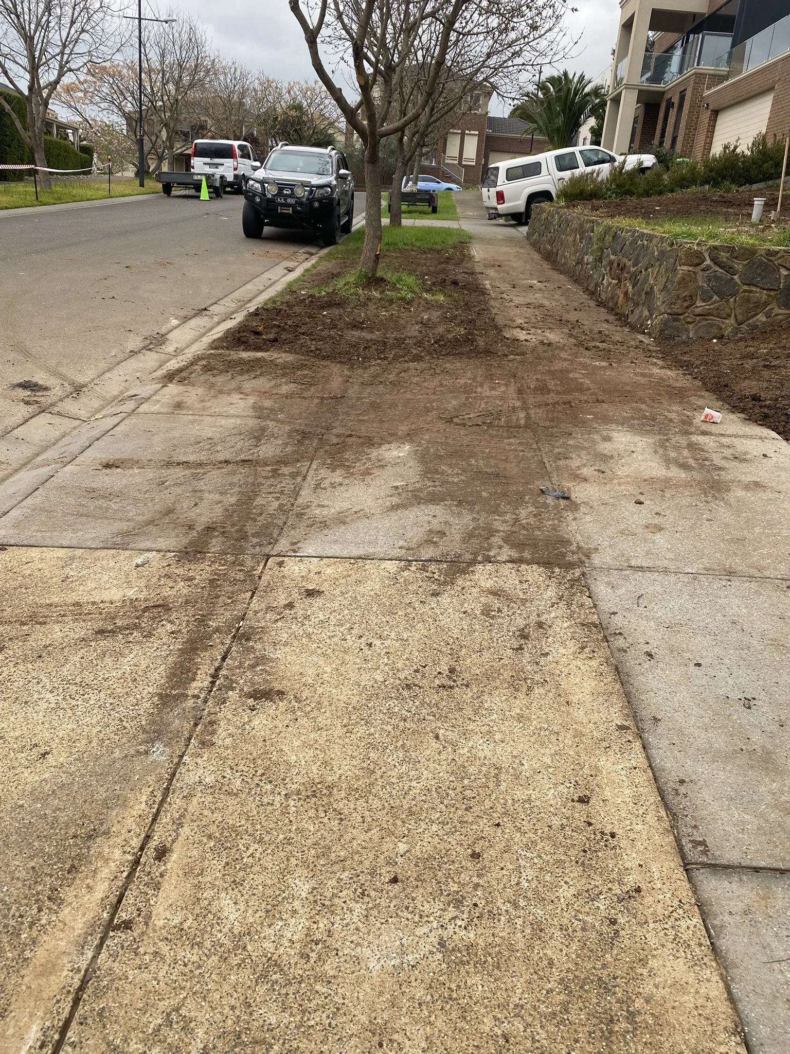Public pathway before professionally pressure cleaned by Jet Power