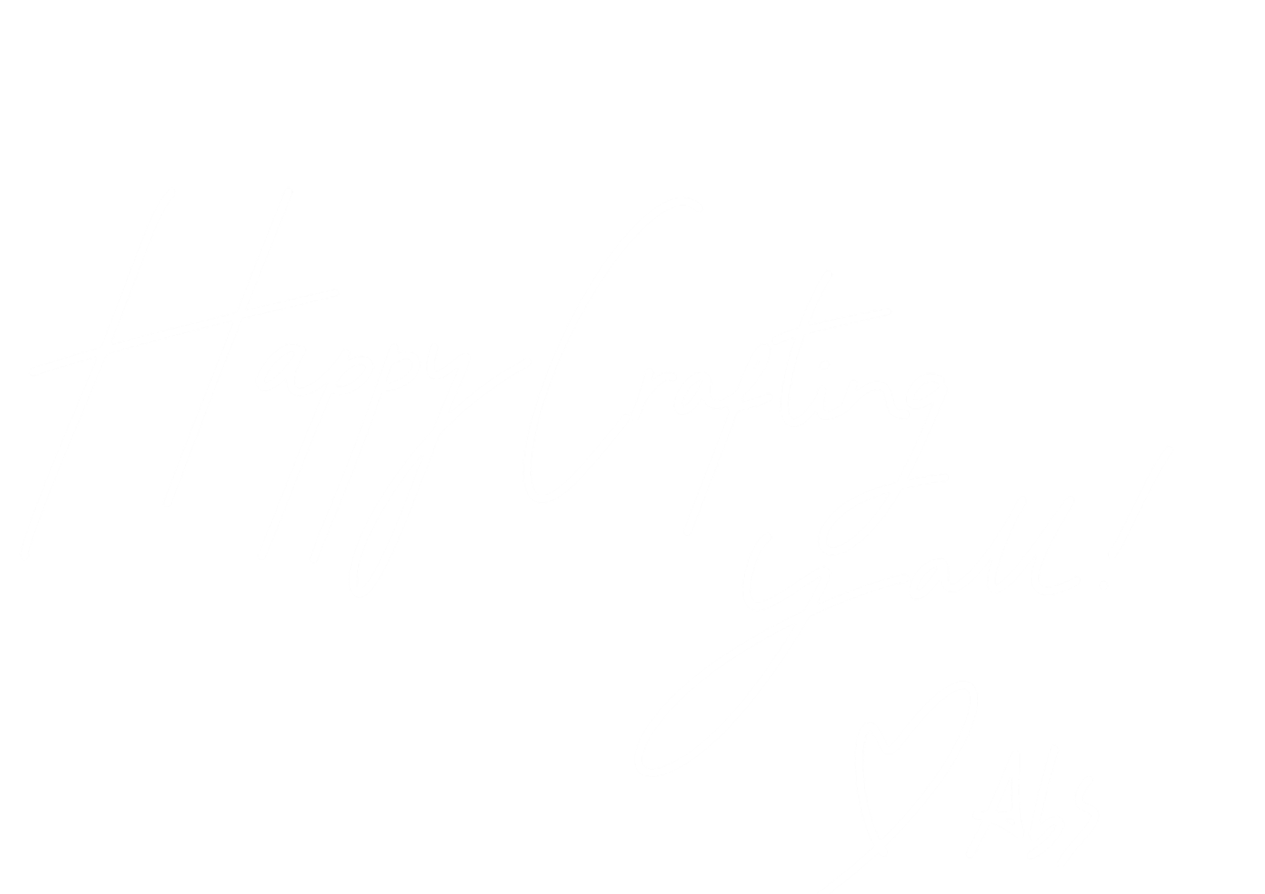 Decorative black background with white cursive text saying "Happyrafing" and other words that are partially visible.