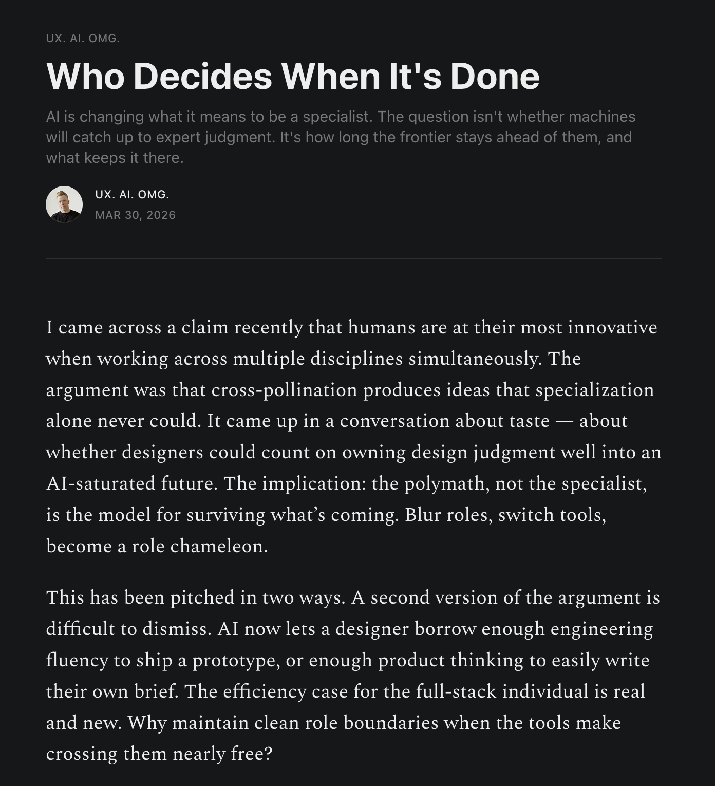 Who Decides When it’s Done?